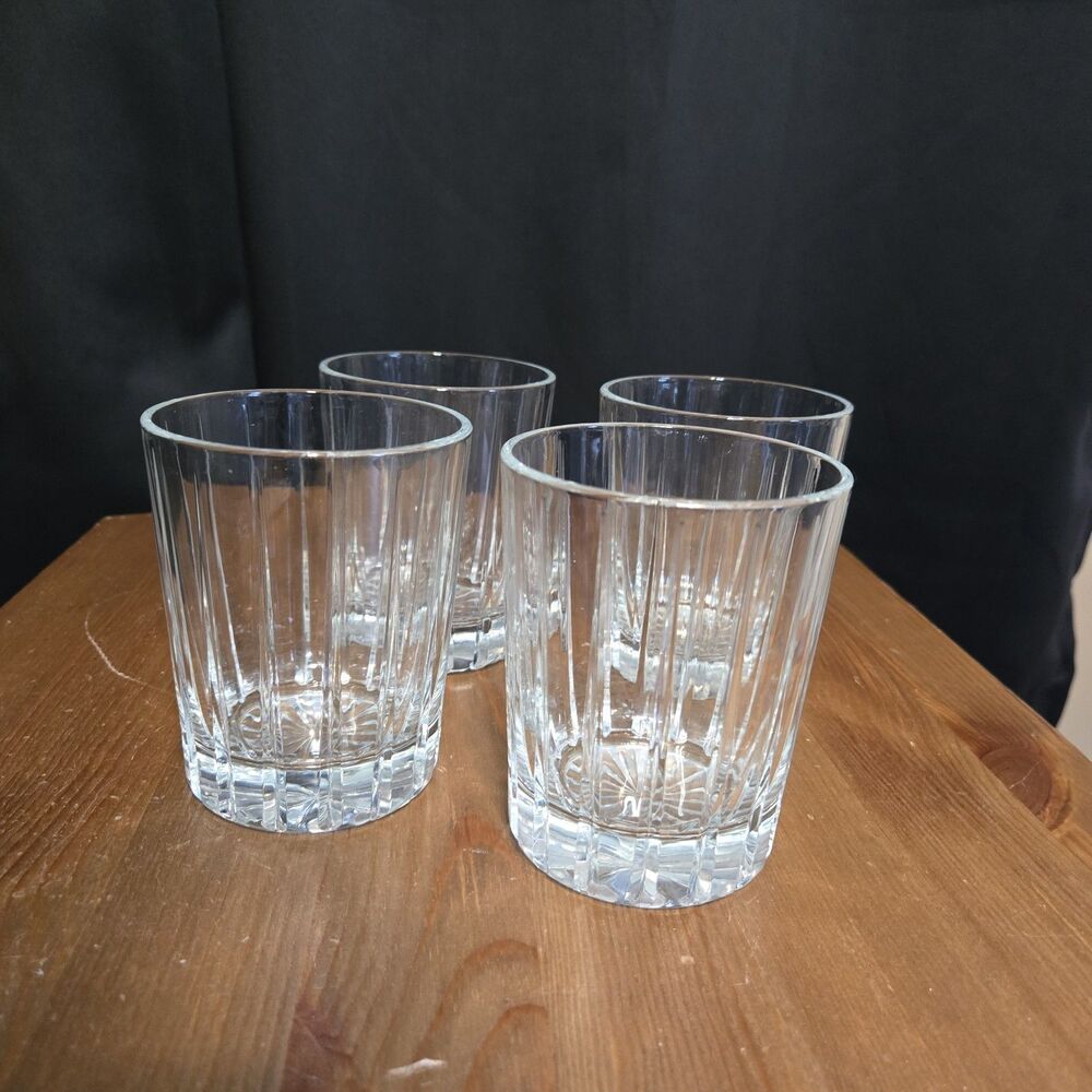 Set Of 4 Mikasa Illusion Executive Old Fashioned Glasses Crystal Cuts, 4 1/4"